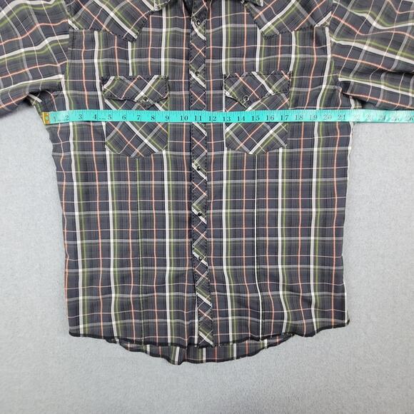 Wrangler Shirt Mens Size Large Plaid Button Down Black Pearl Snaps Long Sleeve - Picture 11 of 13